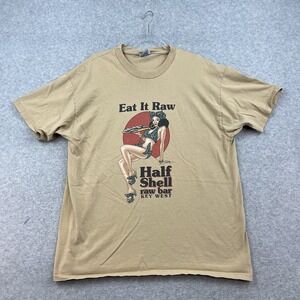 Vintage Eat It Raw Shirt XL Shell  Bar Key West Pinup Funny Vulgar Suggestive